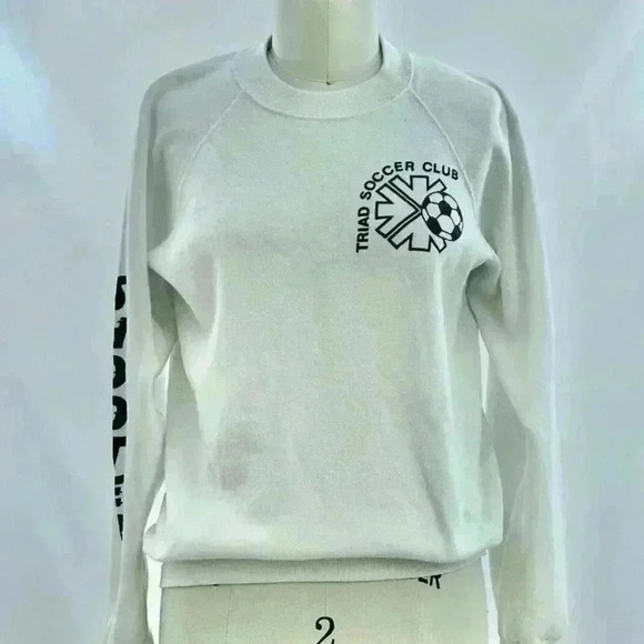 Vintage 80s White Soccer Club 50/50 Sweatshirt - Picture 1 of 4